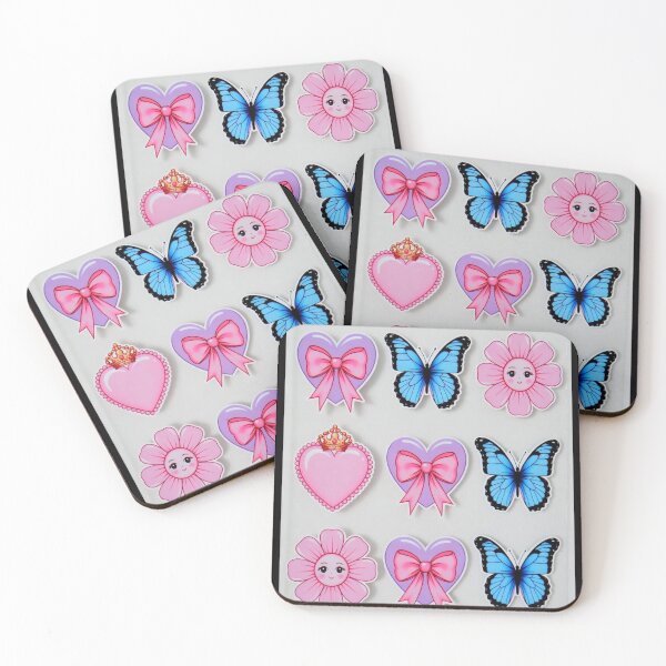 Item preview, Cute Pastel Hearts Butterflies Sticker Set designed and sold by CoquetteLunaCo.