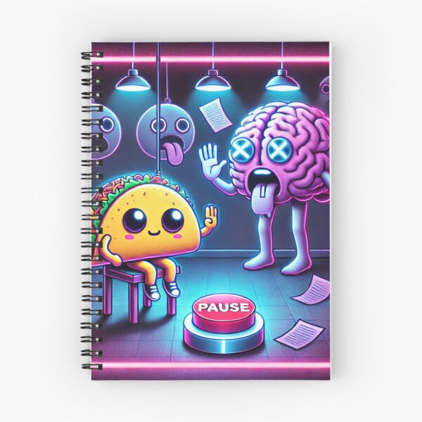 Item preview, PAUSE Button – Taco vs Brain Overload | Neon Too-Much Meme Art designed and sold by ComedyInkFactor.