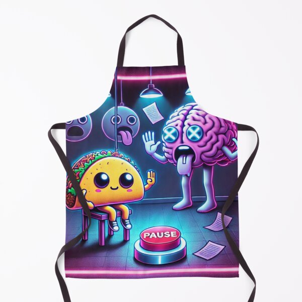 Item preview, PAUSE Button – Taco vs Brain Overload | Neon Too-Much Meme Art designed and sold by ComedyInkFactor.