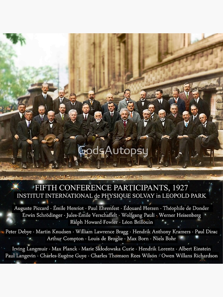 1927 Solvay Conference (spacetime bg), posters, prints by GodsAutopsy