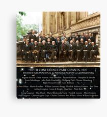 1927 Solvay Conference (spacetime bg), posters, prints Canvas Print