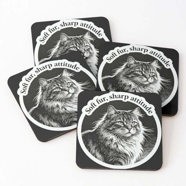 Item preview, Soft Fur Sharp Attitude Cat – Minimalist Black and White Engraving designed and sold by CatVibesStudio.