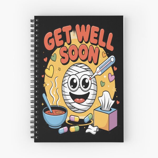Item preview, Cheerful Bandaged Mummy Get Well Soon - Cute Recovery Cartoon designed and sold by Midnight Veil Designs.