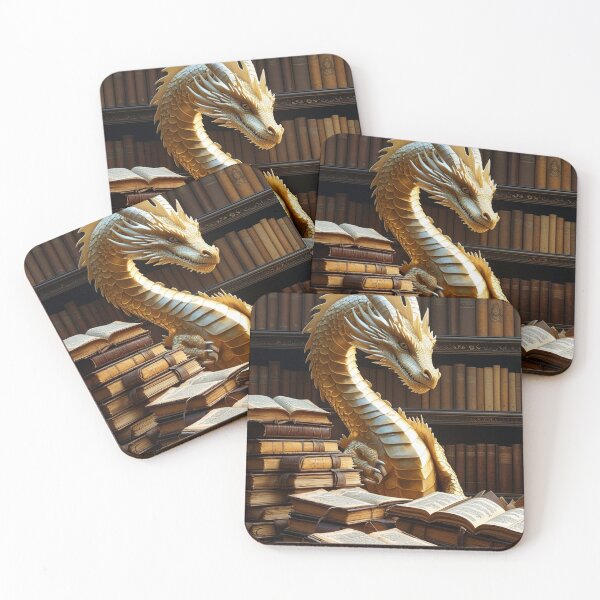 Item preview, Dragon in the Archive Room – Dark Academia Sepia Art designed and sold by semenol.