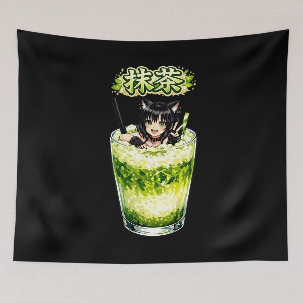 Item preview, Chica gato Anime Matcha designed and sold by GothCatHedral.