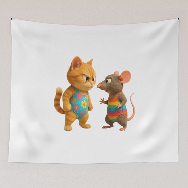 Item preview, Cute Cartoon Cat and Mouse designed and sold by Adappai.