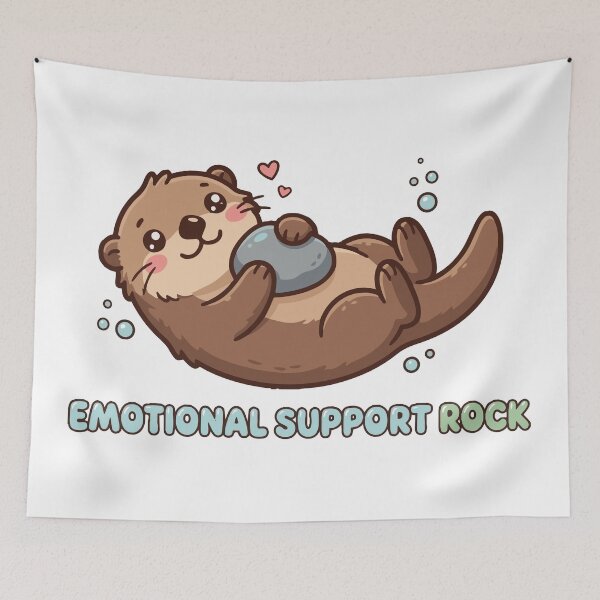 Item preview, Emotional Support Rock Cute Sea Otter Hugging designed and sold by Petzzz.