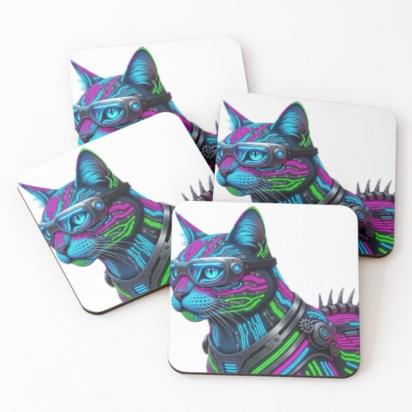 Item preview, Majestic Cyberpunk Cat - Neon Glow Oil Painting designed and sold by pumsquare.