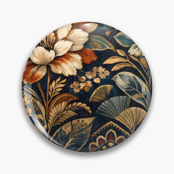 Item preview, Vintage Bohemian Floral Pattern - Antique Botanical Garden Dark Teal and Rust Orange Earthy Ethnic Folk Art Illustration - Moody Maximalist Flower Garden Texture by Vivaan Studio designed and sold by Vivaan Studio.