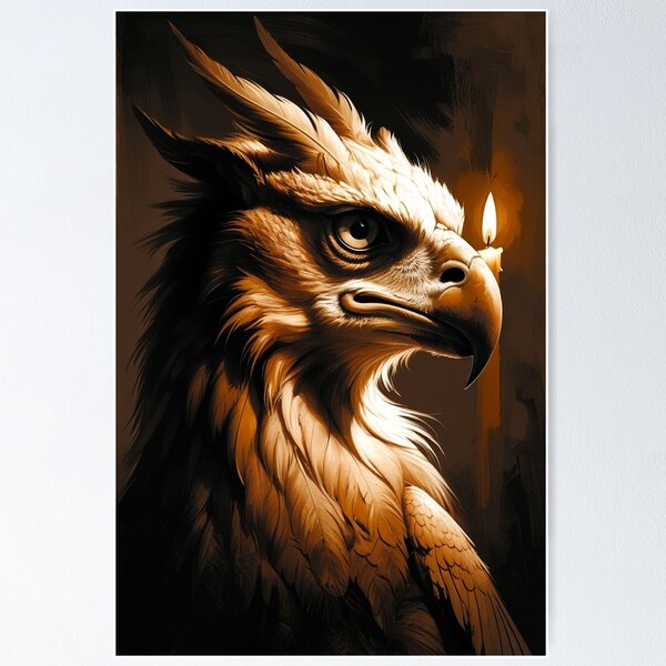 Item preview, Candlelit Griffin Portrait – Sepia Renaissance Fantasy designed and sold by semenol.