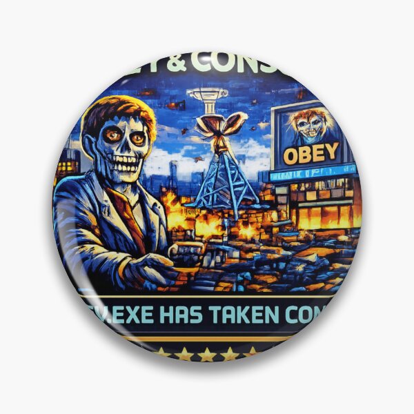 Item preview, They Live – Pixel Invasions Badge designed and sold by Xeiboo.