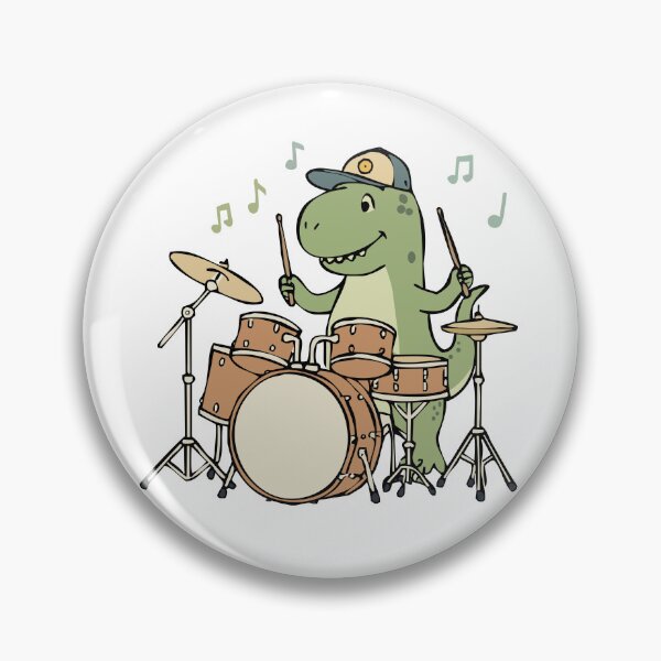 Item preview, Cute Dinosaur Playing Drums – Kawaii Dino Drummer Cartoon Illustration designed and sold by MeeraArts&Crafts.