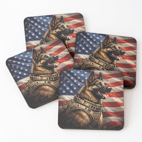 Item preview, Belgian Malinois American Flag – Military Working Dog K9 Design designed and sold by pawsofhonorstudio.