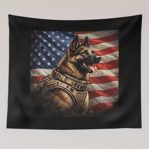 Item preview, Belgian Malinois American Flag – Military Working Dog K9 Design designed and sold by pawsofhonorstudio.