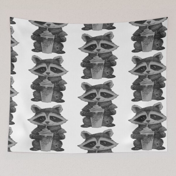 Item preview, Raccoon Drinking Iced Coffee designed and sold by kinpirks.