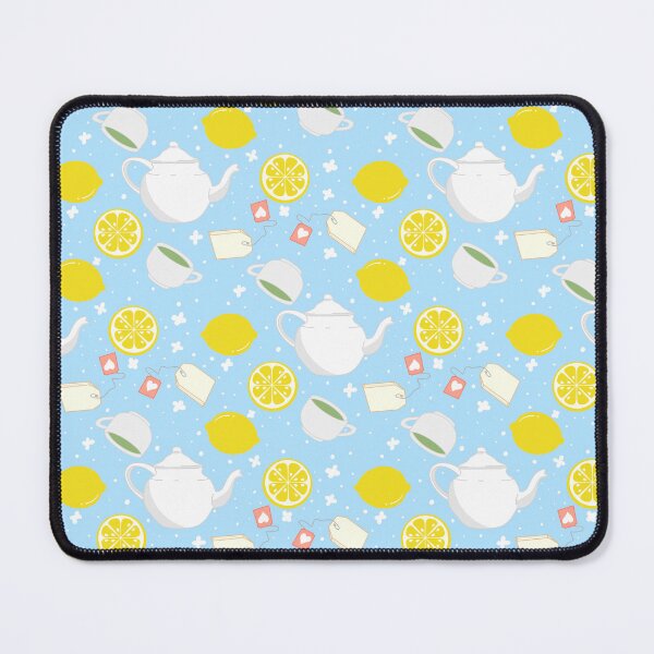 Item preview, Lemon tea pattern with teapots and citrus slices – Soft blue background designed and sold by LoveHidden.