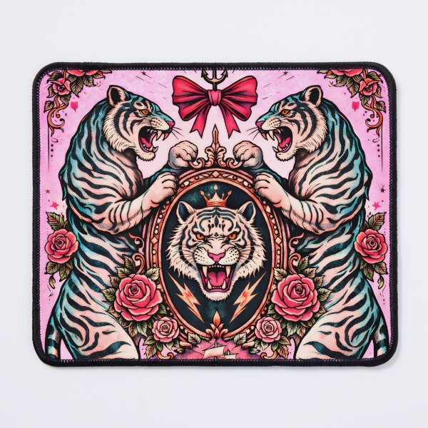 Item preview, Pink Vintage Tattoo Tigers with Storm Ship Emblem designed and sold by ANIARTONLINE.