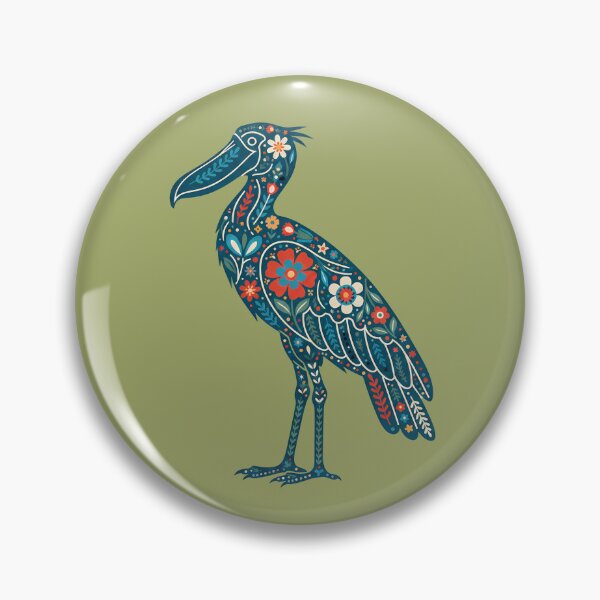 Item preview, Flower Folk Art Shoebill – Scandinavian Folk Art by heidiannemorris © designed and sold by FOLK ART FUSION.