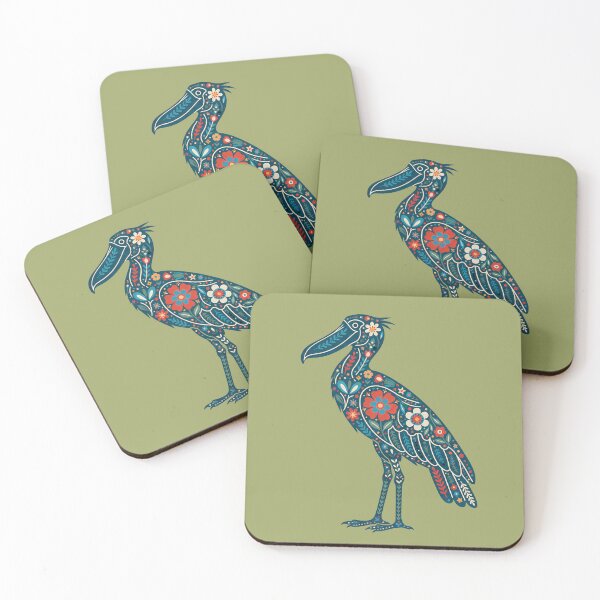 Item preview, Flower Folk Art Shoebill – Scandinavian Folk Art by heidiannemorris © designed and sold by FOLK ART FUSION by heidiannemorris.