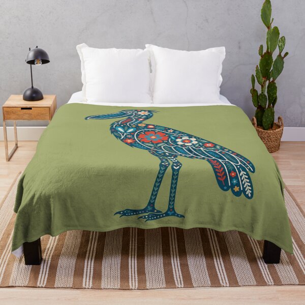 Item preview, Flower Folk Art Shoebill – Scandinavian Folk Art by heidiannemorris © designed and sold by FOLK ART FUSION by heidiannemorris.