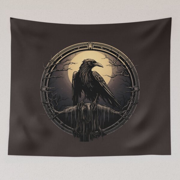 Item preview, Símbolo nocturno del cuervo y la luna designed and sold by CreatureAnimals.