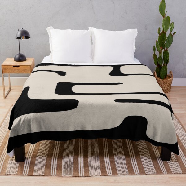 Item preview, Mid Century Modern Minimalist  Abstract Black and Linen White designed and sold by tonymagnerart.