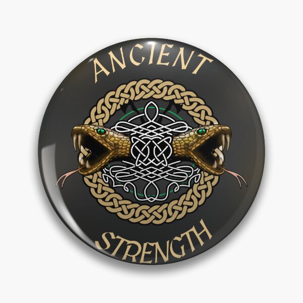 Item preview,  Ancient Strength Celtic Viper: Nordic Knot & Axes on Golden Bronze Background designed and sold by VitalusDesignArtV.
