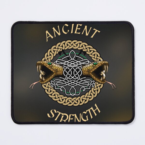 Item preview,  Ancient Strength Celtic Viper: Nordic Knot & Axes on Golden Bronze Background designed and sold by VitalusDesignArtV.
