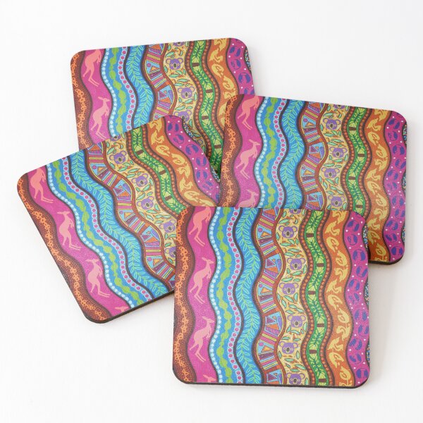 Item preview, Australian Indigenous Style Pattern – Colorful Dot Art Nature Design designed and sold by Tw1nsAIArt.