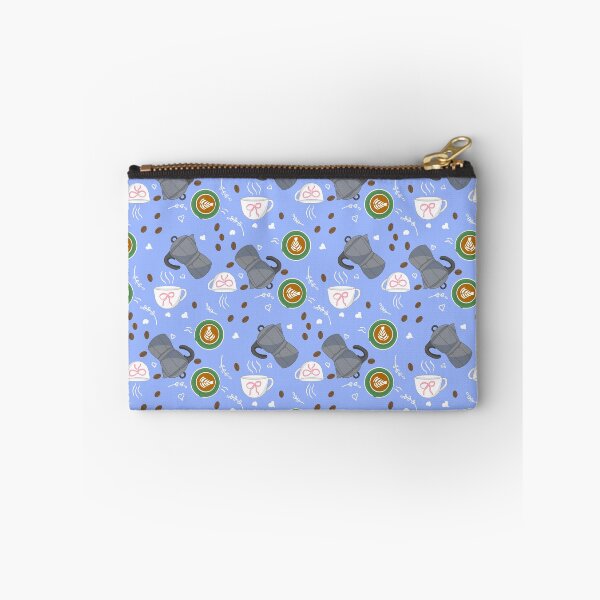 Item preview, Romantic coffee pattern with Italian coffee maker and ribbons – Soft blue background designed and sold by LoveHidden.