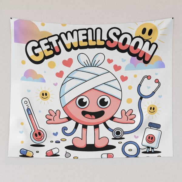 Item preview, Get Well Soon Bandaged Buddy - Cheerful Cartoon Recovery Friends designed and sold by Midnight Veil Designs.