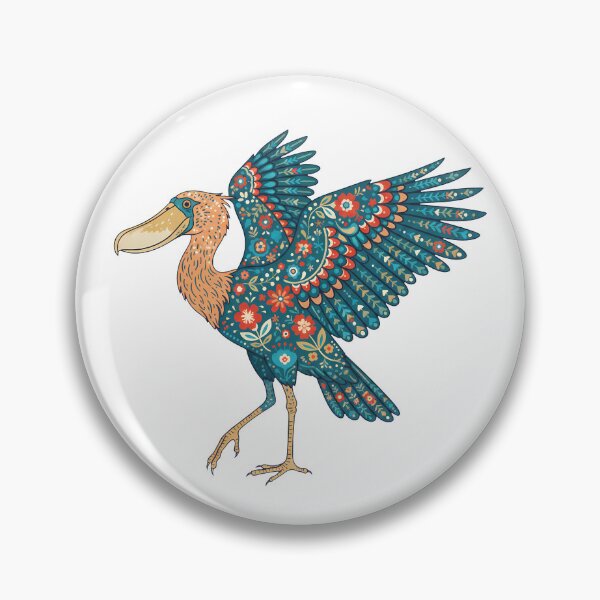 Item preview, Folk Art Shoebill (Wings Open) – Scandinavian Folk Art by heidiannemorris © designed and sold by FOLK ART FUSION.