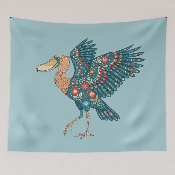 Item preview, Folk Art Shoebill (Wings Open) – Scandinavian Folk Art by heidiannemorris © designed and sold by FOLK ART FUSION by heidiannemorris.