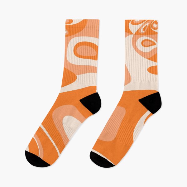 Item preview, 60's Retro Liquid Abstract Paisley Pattern in Orange and Cream designed and sold by MellowCat.
