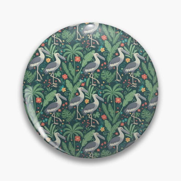 Item preview, Shoebill Tropical Jungle Pattern – Scandinavian Folk Art by heidiannemorris © designed and sold by FOLK ART FUSION by heidiannemorris.