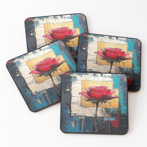 Item preview, Vibrant canvas red abstract blossom rose  designed and sold by NivyasArtistry.