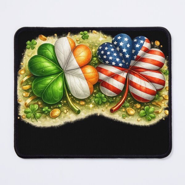 Item preview, “Double the Luck!” Irish & American Flag Four-Leaf Clover Design designed and sold by RolMerch.