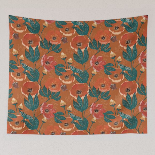 Item preview, Red velvet Blooms & Celestial Butterflies designed and sold by phatlizzardart.