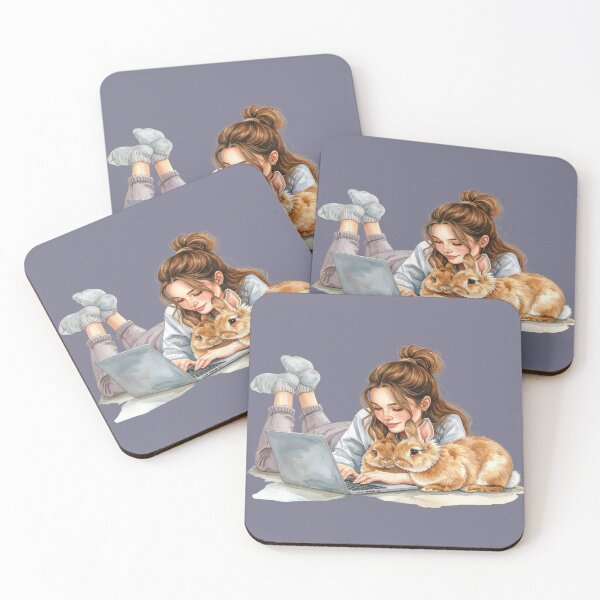 Item preview, Working from home with Hoppel, brown rabbits designed and sold by LiskoDesign.
