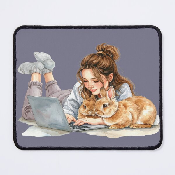 Item preview, Working from home with Hoppel, brown rabbits designed and sold by LiskoDesign.