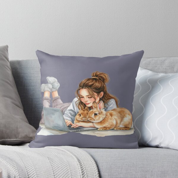 Item preview, Working from home with Hoppel, brown rabbits designed and sold by LiskoDesign.