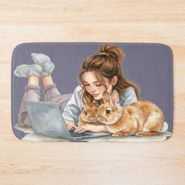 Item preview, Working from home with Hoppel, brown rabbits designed and sold by LiskoDesign.
