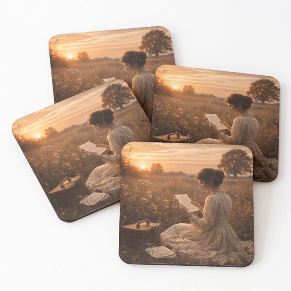 Item preview, Sunset Meadow Poetry Letters - Wildflower Picnic Nostalgia Art designed and sold by ArtFreshStudio.