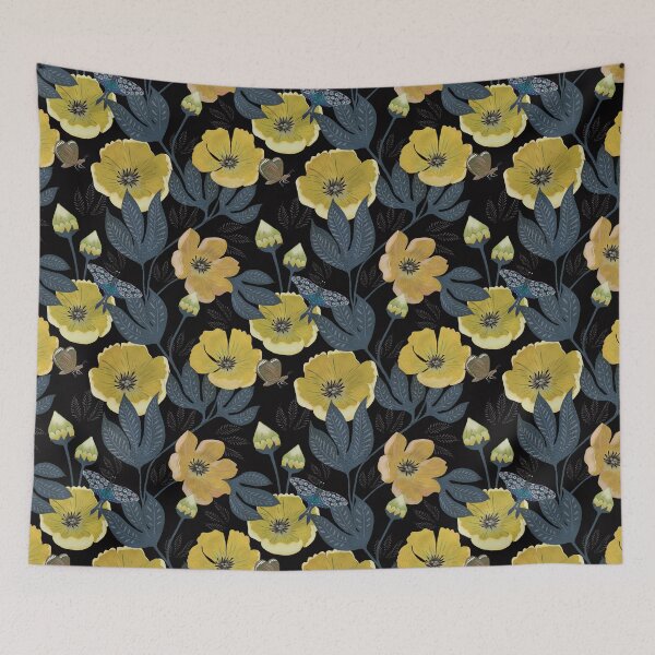 Item preview, Gold Velvet Blooms & Celestial Butterflies designed and sold by phatlizzardart.