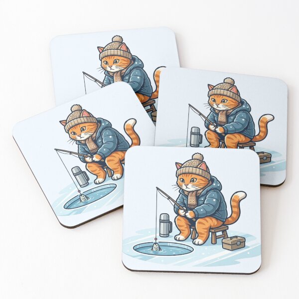 Item preview, Cute Ginger Cat Ice Fishing Winter Mascot designed and sold by HappySproutArt.