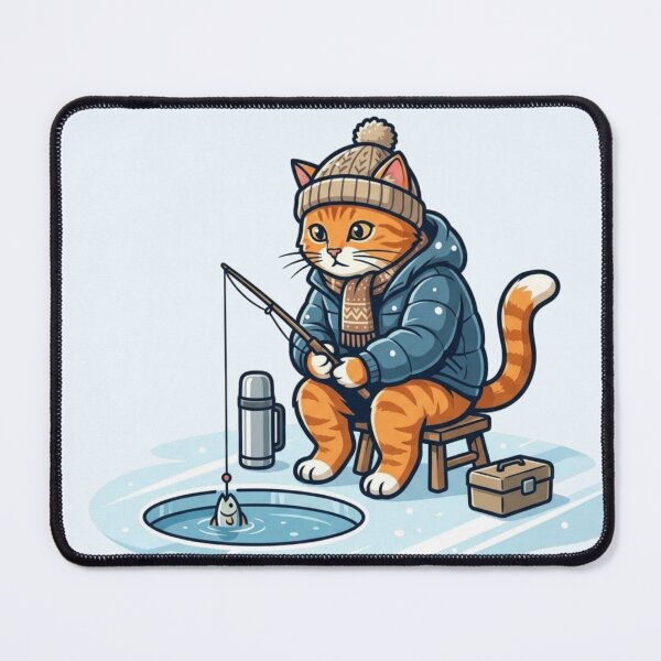 Item preview, Cute Ginger Cat Ice Fishing Winter Mascot designed and sold by HappySproutArt.