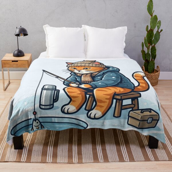 Item preview, Cute Ginger Cat Ice Fishing Winter Mascot designed and sold by HappySproutArt.