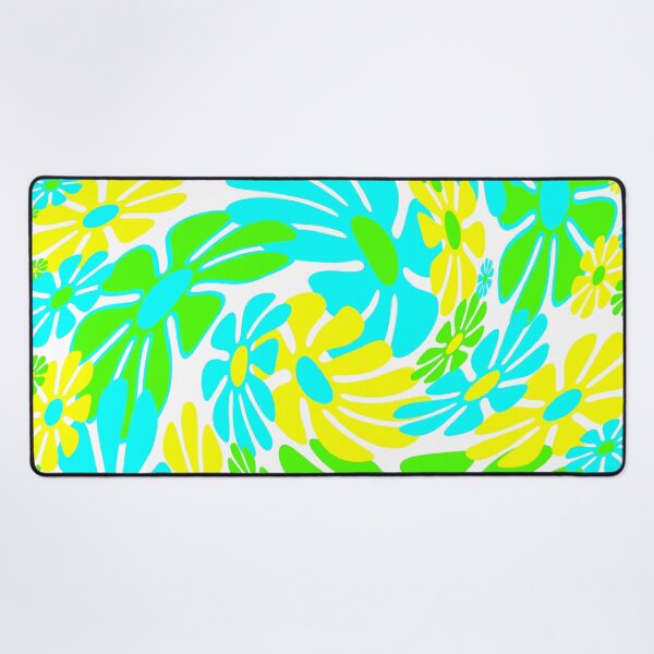 Item preview, 60's Retro Liquid Flowers in Lime Green, Aqua Blue and Yellow designed and sold by MellowCat.
