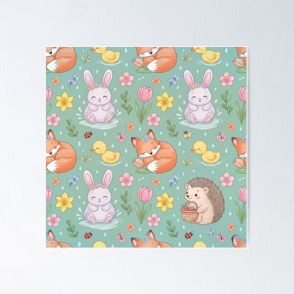 Item preview, Whimsical Spring Woodland Animals  Pattern. designed and sold by AnimalAirtistry.