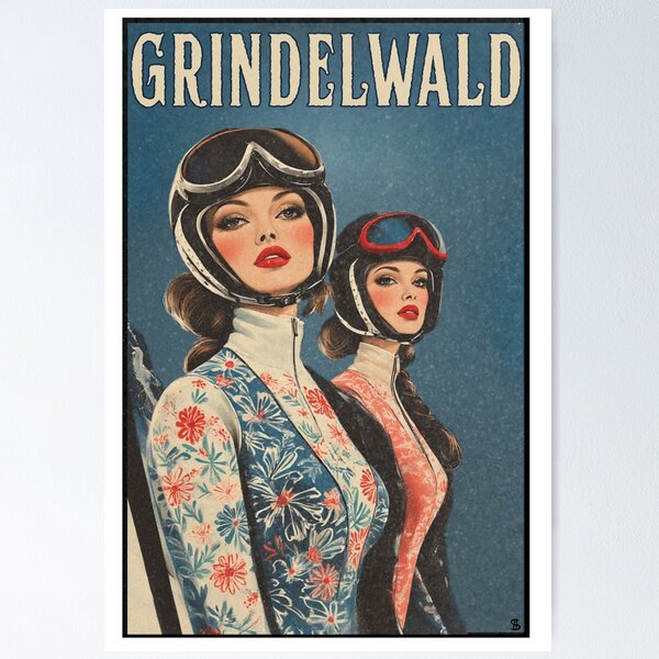 Item preview, Grindelwald Switzerland– Swiss Alps Vintage Ski Girls| Winter Sports Series designed and sold by SHELOPS.
